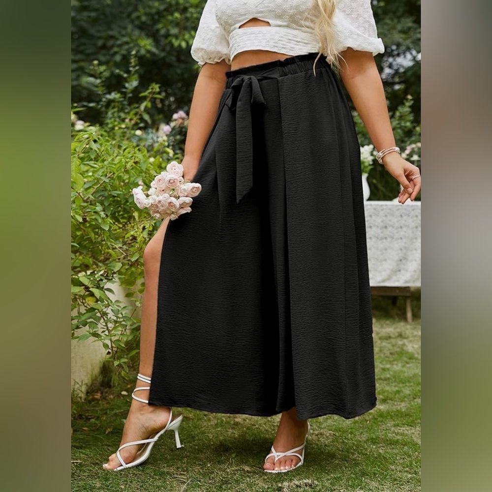 Simplee Women's Casual Split Wide Leg Pants High Waist Pants (NEVER WORN)